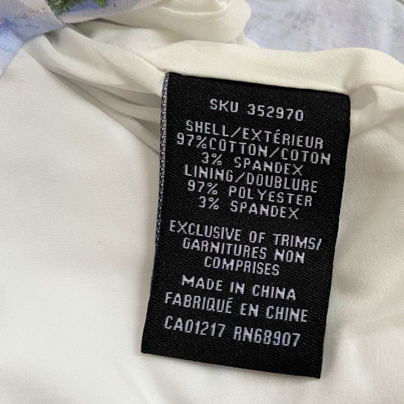 Le Chateau Lined White & Blue A-Line Dress - Picture 5 of 5